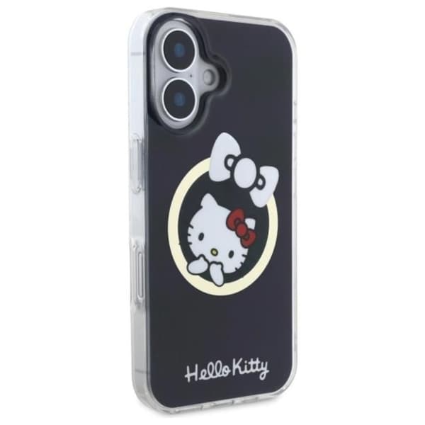Mobilskal - Hello Kitty - iPhone 16 - Svart - MagSafe - IML Fun Bow