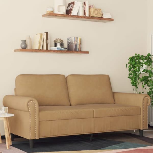 vidaXL Soffa 2-sits Brun 140 cm Sammet 359536