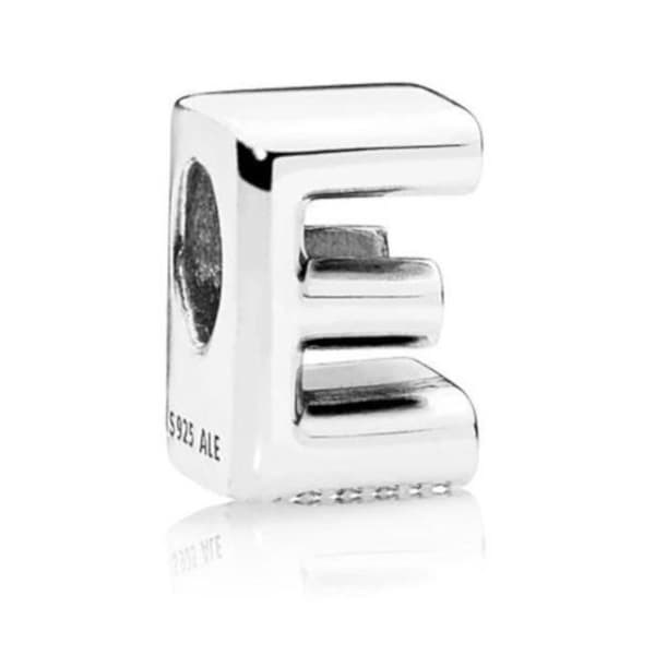 Charm - Pandora - Bokstav E - Silver 925 - Anpassningsbar - Unik Smycke