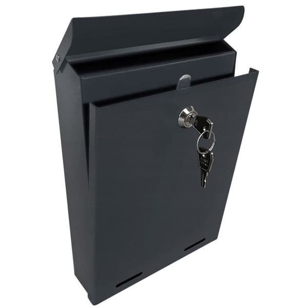 Postlåda antracit - METALBUD - York - 26x18x5,5 cm - Galvaniserad plåt - Polyesterlack - Förkromat lås