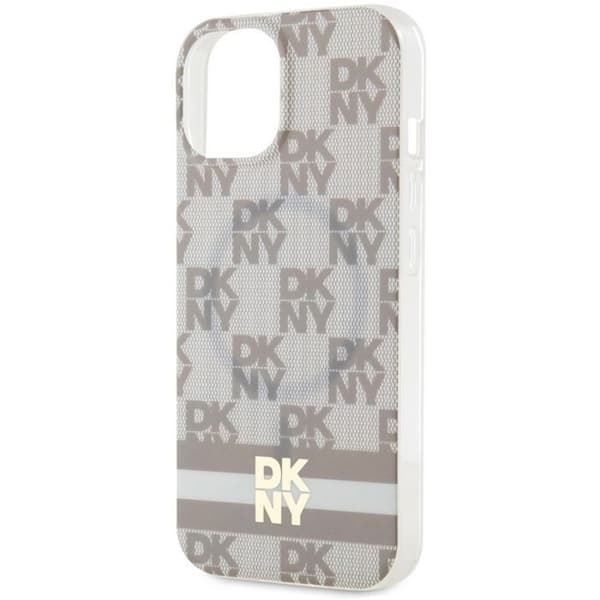 Mobilskal - DKNY - iPhone 15 - Enfärgat rutmönster - Tryckt - Beige