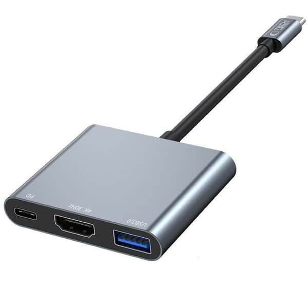 Multifunktionshub 3 i 1 - Tech-Protect V1-Hub - USB 3.0 - HDMI - Ethernet - Grå