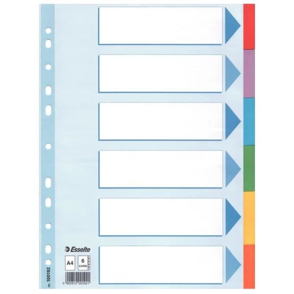 ESSELTE CF20 INTERCALAR KARTONG 6 TCOLORS A4