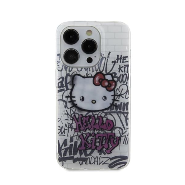 Telefonfodral - HELLO KITTY - iPhone 14 Pro - Vit - Graffiti - Design Hello Kitty