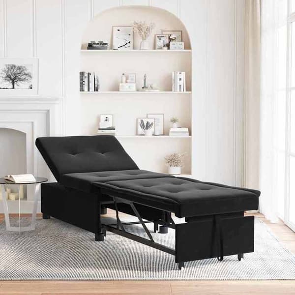Soffa-säng Svart 67 x 194 x 38 cm Sammet
