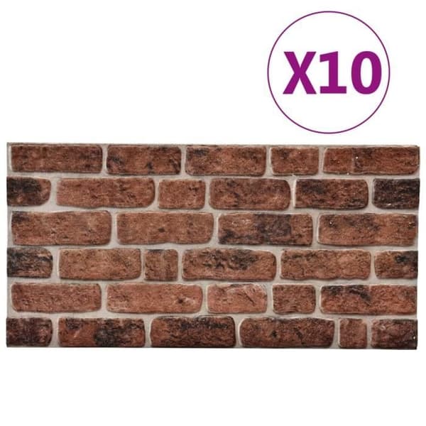 vidaXL 3D-väggpaneler Mörkbrun tegeldesign 10 st EPS 332923