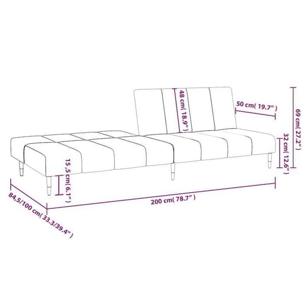 vidaXL 2-sits soffa med sängfunktion i vinröd sammet 375879