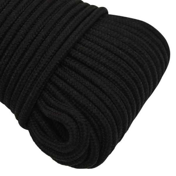 152802 vidaXL Arbetsrep Svart 4 mm 25 m Polyester
