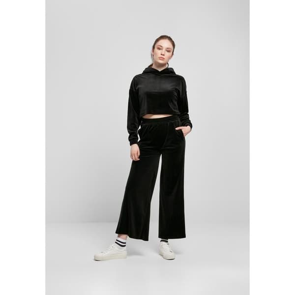 Huvtröja - URBAN CLASSICS - Dam - Sammet - Svart - Oversized