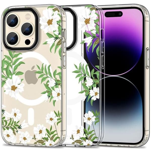 Coque Tech-Protect MagMood - iPhone 15 Pro - Blommig - Stötskydd - Kompatibel med MagSafe