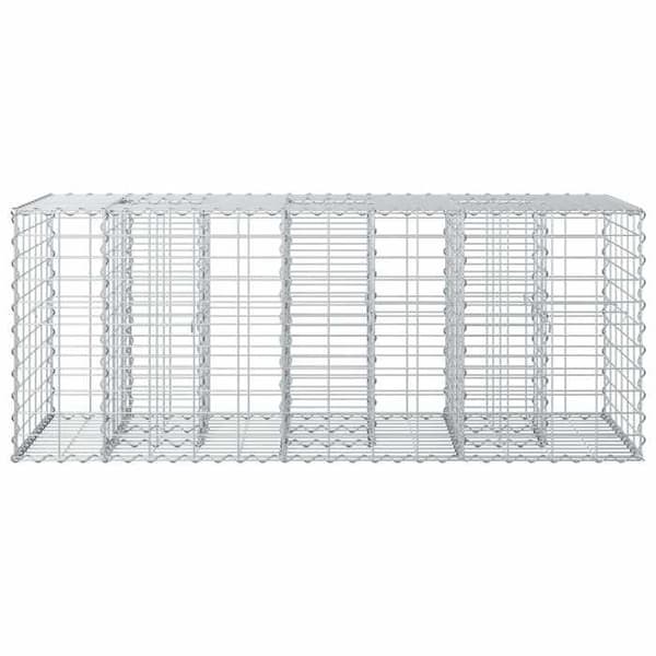 vidaXL Hög säng gabion Silver 42033322