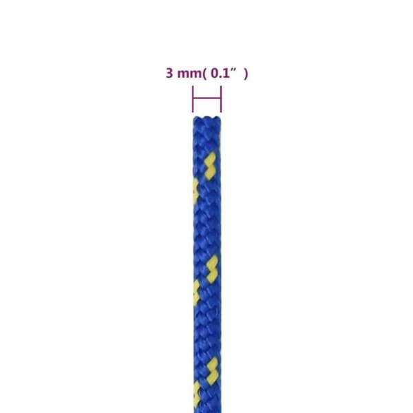 152430 vidaXL Båtrep Blå 3 mm 100 m Polypropen
