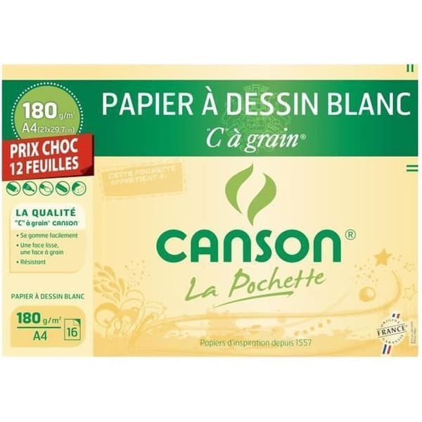 CANSON La Pochette "C" à Grain Ritpapper A4 12 ark vitt