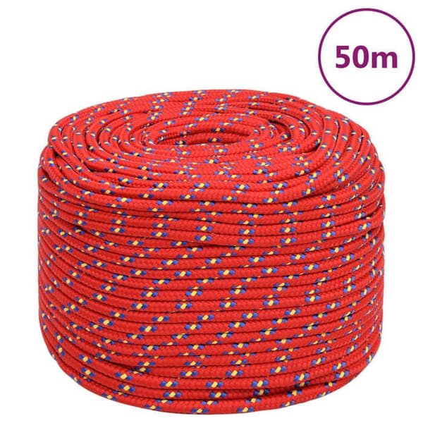 152391 vidaXL Båtrep Röd 6 mm 50 m Polypropen