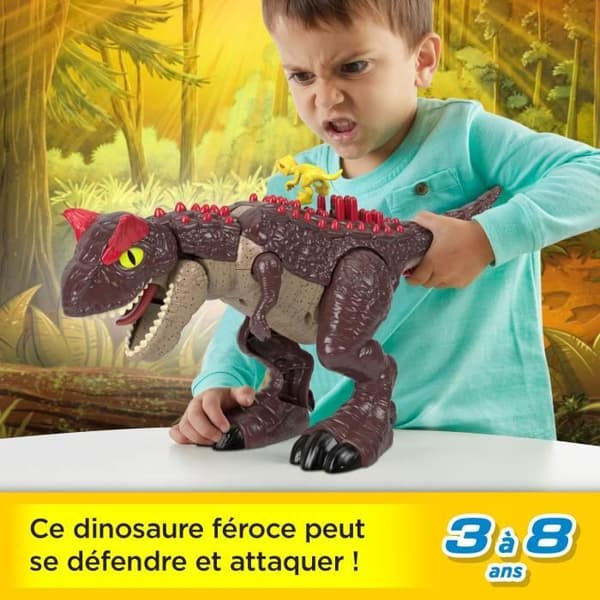 Jurassic World Imaginext-Carnotaurus Dinosaur Leksak med Spike Attack, 2 Play Elements HML42