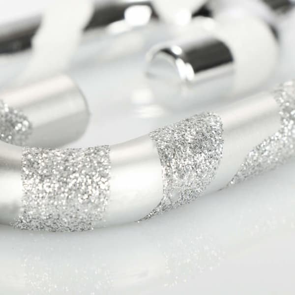 Julgranshängare - COM-FOUR - CF13507 - Sockerstång - Silver/Vit - Set om 4