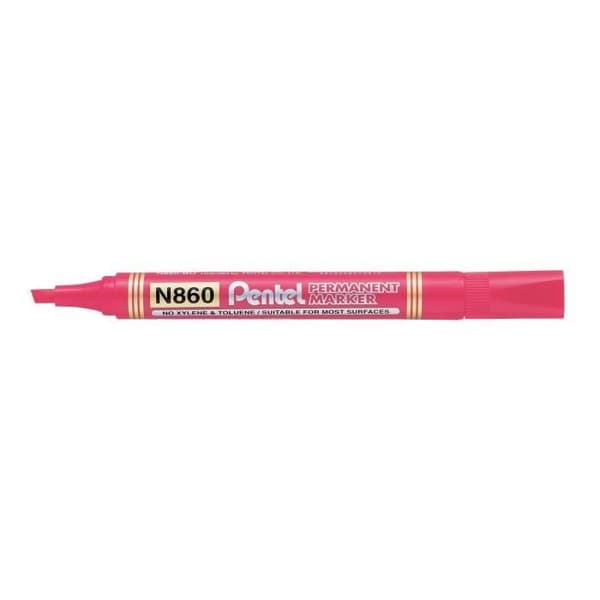 Permanent marker - Pentel - N860 - Röd - Sned spets - Oföränderlig