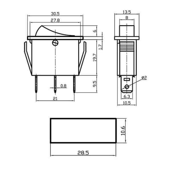 Wip-strömbrytare On-Off-3 Pins-Rektangulär-12V-Max. 20A-Irs-101-Röd - GENERISK - Strömbrytare - Röd