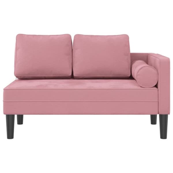 Chaiselong med rosa sammetskuddar