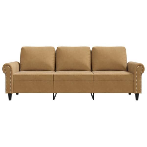 vidaXL Soffa 3-sits Brun 180 cm Sammet 359546