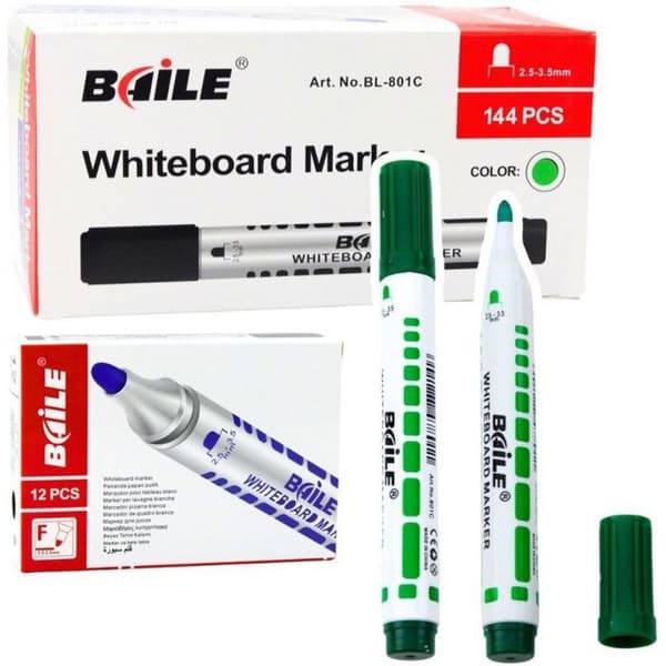Marker - tunnspets Lean Set av 12 gröna markörer för whiteboard
