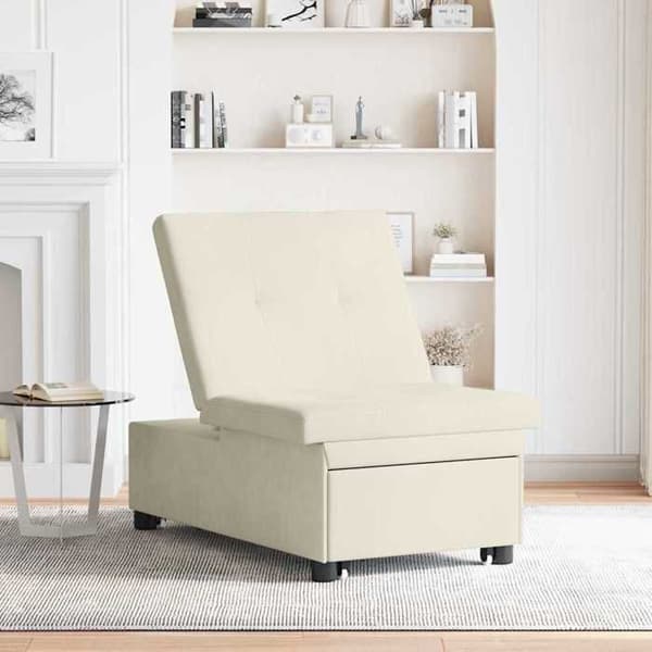 Soffa-säng Creme 67 x 194 x 38 cm Sammet