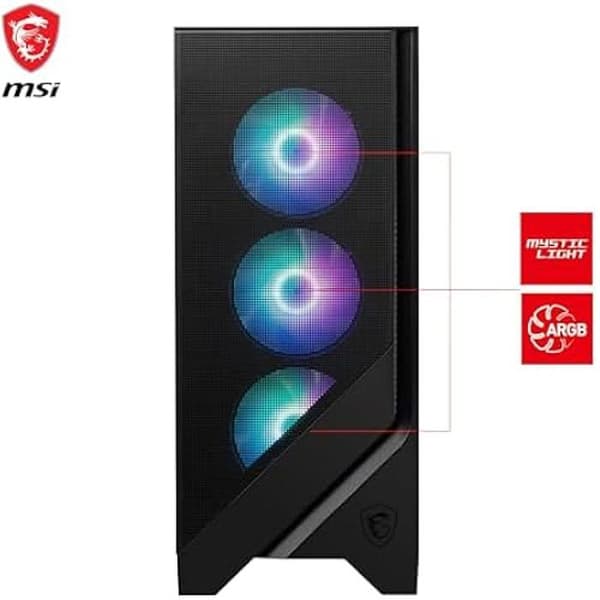 PC-chassi - MSI - MAG Forge 321R - Mid Tower - ARGB-fläktar - Kompatibel med GPU RTX 40