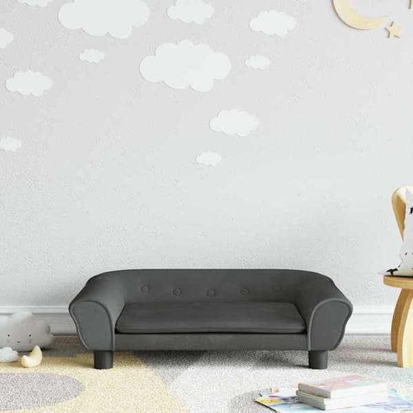 vidaXL Mörkgrå barnsoffa 70x45x26 cm sammet, mini soffa, mini soffstol, mini soffa för barn, soffa 3196402