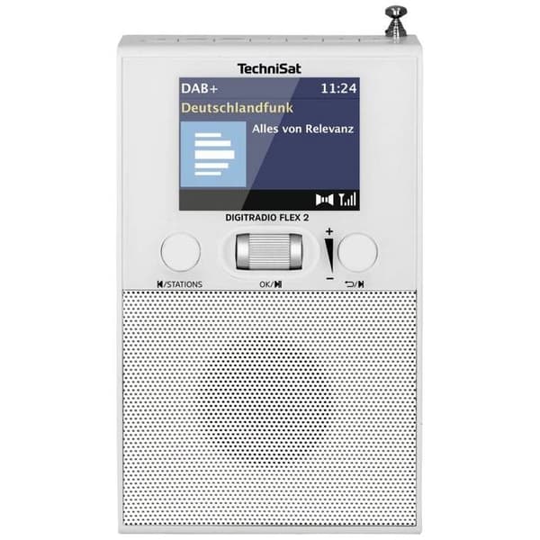 TechniSat DIGITRADIO FLEX 2 – Radio DAB+/FM Bluetooth, högtalarlåda, väckarklocka, nätadapter, vit