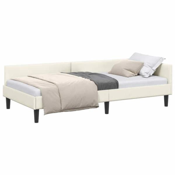 vidaXL Hörnsängram Kräm 90 cm x 200 cm Sammet 42016161