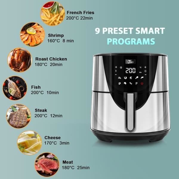 UTEN Luftfritös 7,5 L 1700 W Grå - Multifunktionell Luftfritös