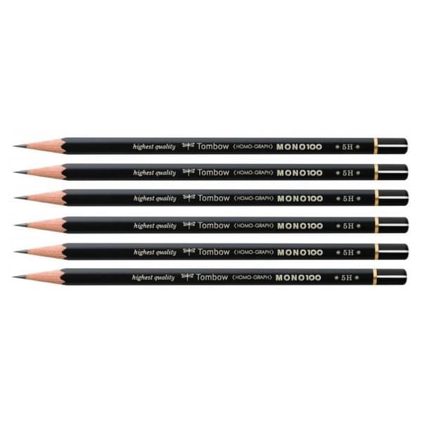 Set med 6 högkvalitativa grafitpennor MONO 100 5H