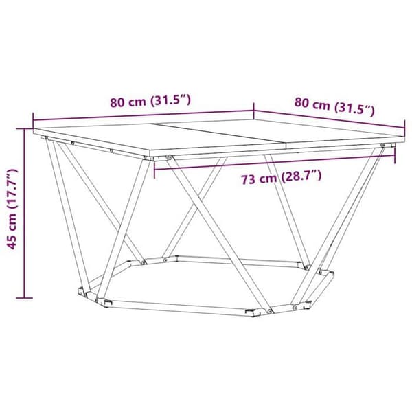 Modern soffbord - vidaXL - Grå Sonoma - Ingenjörsträ och stål - 80x80x45 cm - Modern stil - Lättskött