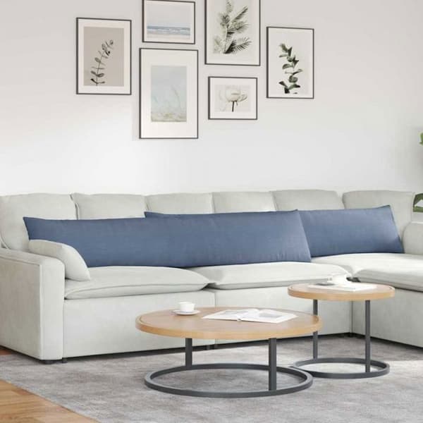 Soffkuddar - VIDAXL - Set om 2 - Blå ribbad sammet - 200 x 40 x 20 cm - Rektangulär