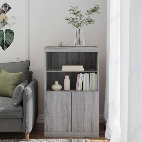 vidaXL Buffé med LED-lampor sonoma grå 60,5x37x100 cm 836670