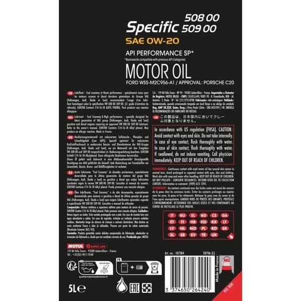 Specifik olja VW 508/509 0W20 5L MOTUL (dunk)