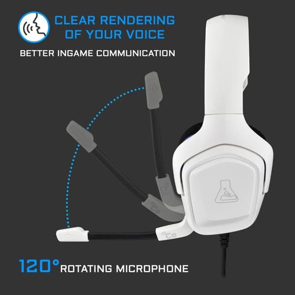 Spelheadset med kabel - The G-Lab - KORP COBALT - Mikrofon - PC/PS4/Xbox One - Vit