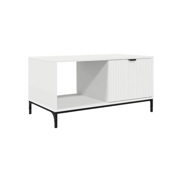 Modern soffbord - vidaXL - Vit - 90x49x46 cm - Ingenjörsträ - Rektangulär - 1 låda - 1 hylla