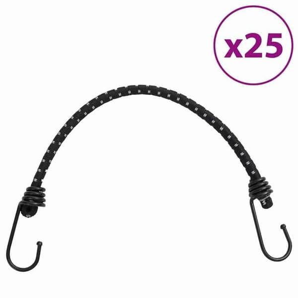 vidaXL Elastiska snören med reflektionsband och krokar 25 st, elastiskt snöre med krok, elastisk rem med 4008143