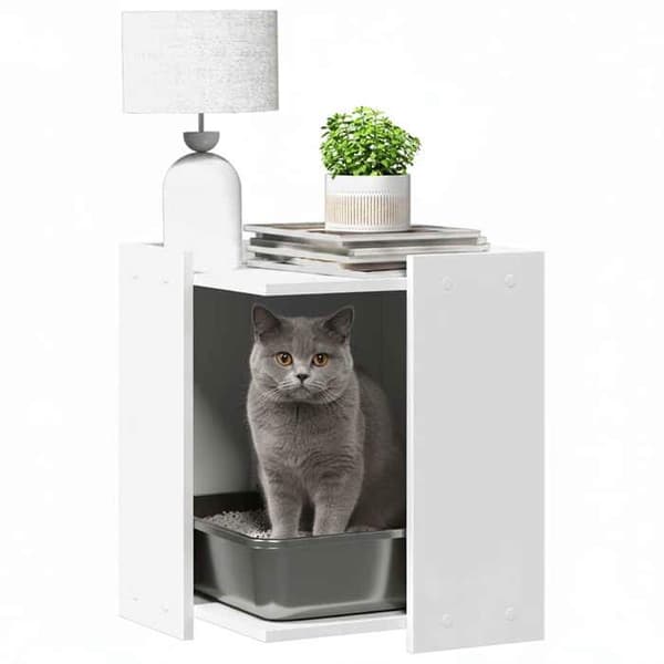 vidaXL Kattlåda möbel vit ingenjörsträ 857742