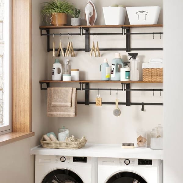 Väggställ med Krok och Stång - Rustik Loftstil | Kompakt och Elegant Förvaring