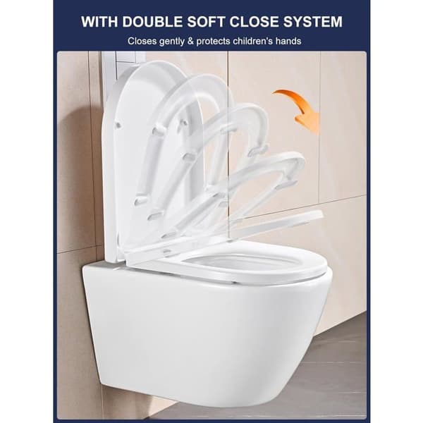 WC-sits YEAUPE PRO Form D - Vit universell sits med mjukstängning