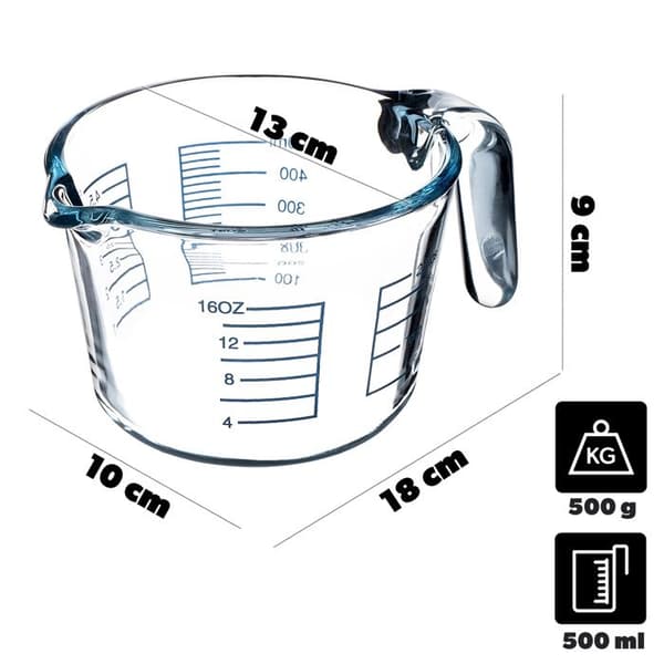 KADAX Glas Mätkopp 0,5L Transparent – Exakta och Ergonomiska Mått