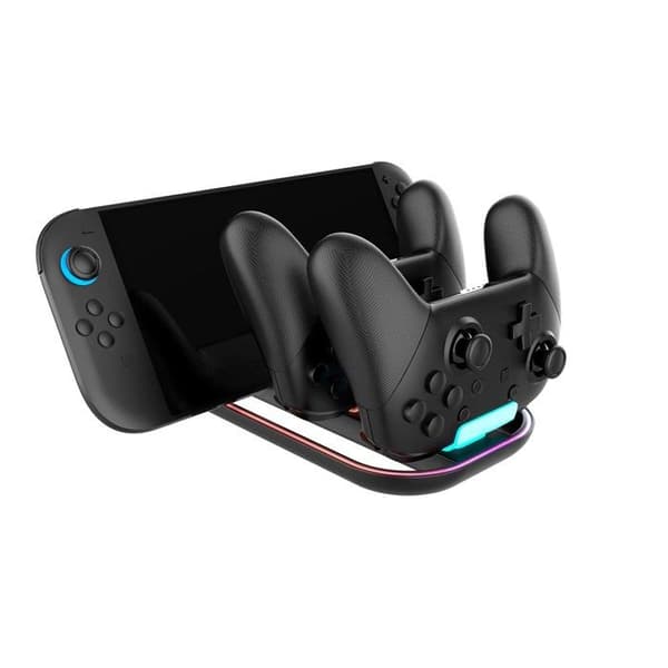 Laddningsstöd - NACON - Nintendo Switch 2 - 2 Pro-kontroller - RGB-belysning - USB Typ-C