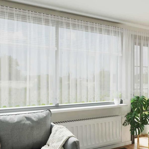 Spetsgardin - vidaXL - 180x750 cm - Vit - Polyester - Ljusfilterande - Lätt - Hållbar