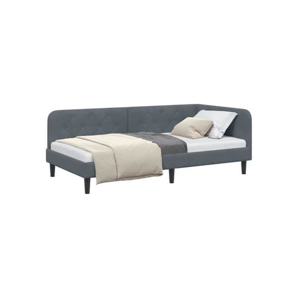 Vinkelsängram i sammet - vidaXL - Mörkgrå - 90x200 cm - L-formad design - Mångsidig säng-soffa - Ribbram
