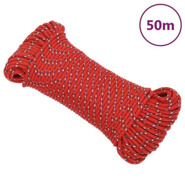 152376 vidaXL Båtrep Röd 3 mm 50 m Polypropen