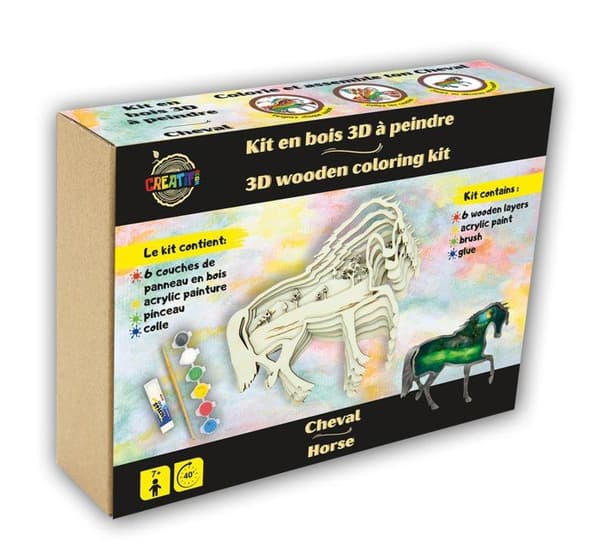 3D Trä Målarset Häst - Creatifwood