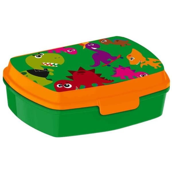 Galna Dino lunchset junior aluminium vert/orange 2 delar