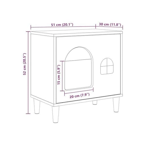 Modern kattkoja - vidaXL - 51x30x52 cm - Svart - Ingenjörsträ - Rektangulär design - Montering krävs